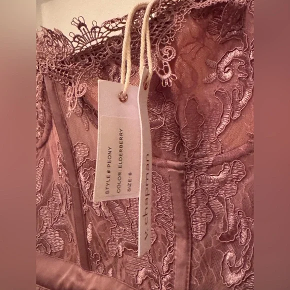 V. Chapman Peony Dress Mini Ruffle Corset Edelberry Pink Purple - Picture 5 of 7